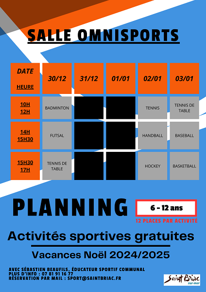 Activités sportives enfants (6-12 ans) - Vacances de Noël