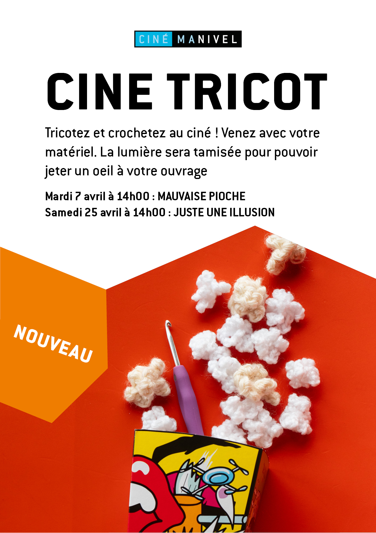 Affiche Cine Tricot Avril - Cinemanivel