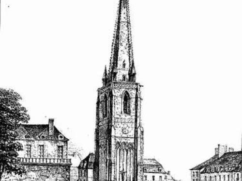 Gravure tour gothique et halles ©DR. Norbert Pousseur