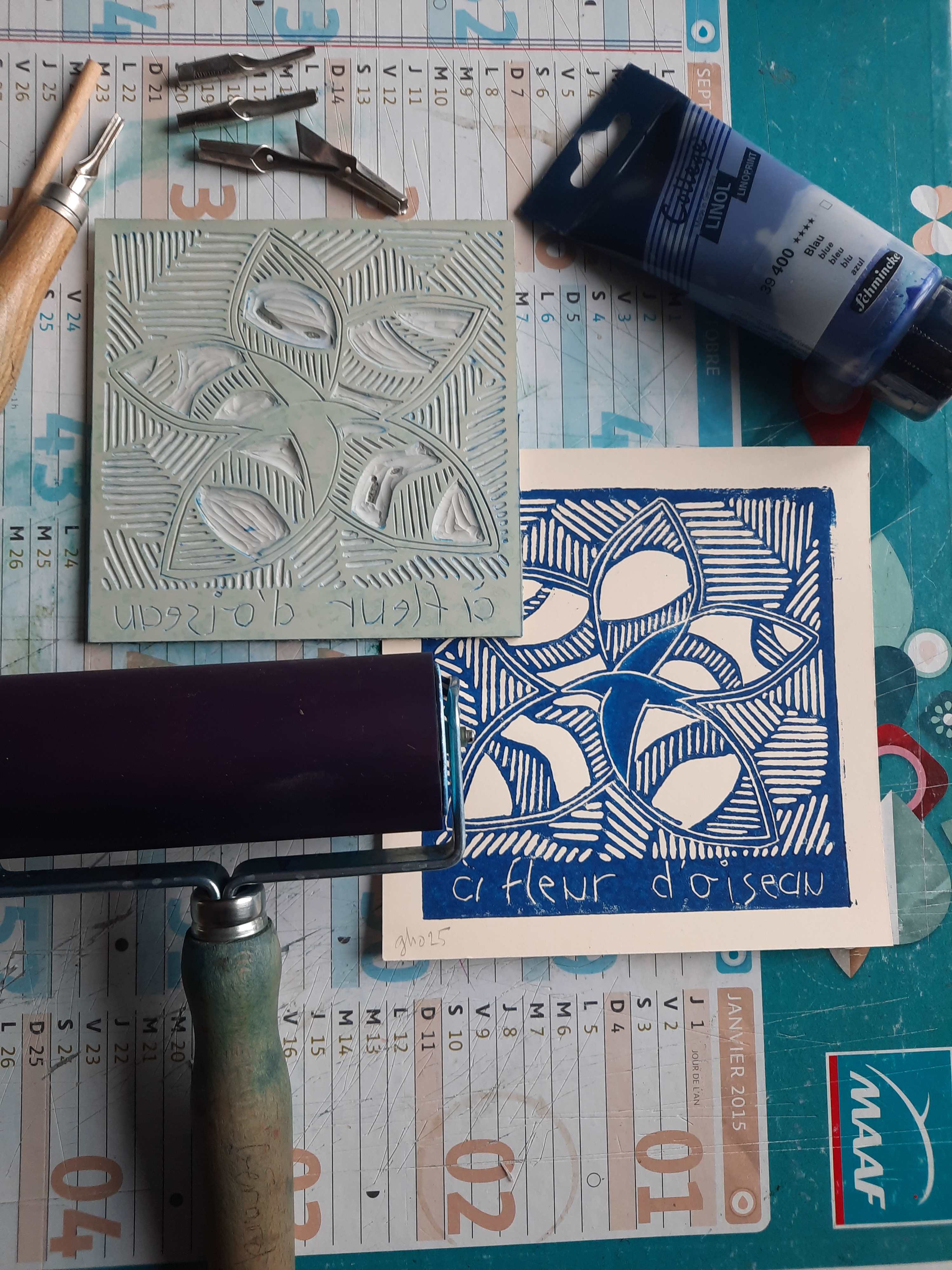 atelier linogravure-1 - Gérard Hocquet