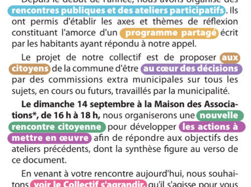 Tract Rencontre Citoyenne 14 Septembre